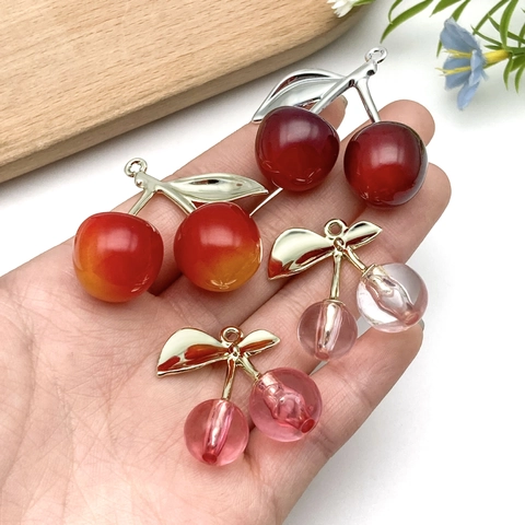 Κρεμαστά Κεράσια από Ρητίνη για DIY Κατασκευή Κοσμημάτων Πολύχρωμα Γούρια σε Σχήμα Φρούτων για Κολιέ Σκουλαρίκια Αξεσουάρ Μπρελόκ