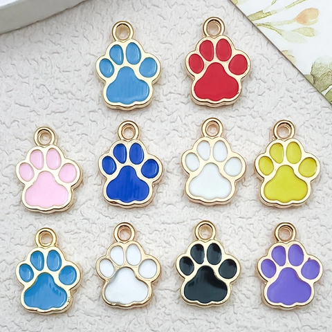 Cute Enamel Cat Paw Bear Footprint Zinc Alloy Pendants Multicolor Animal Claw Charms For DIY Jewelry Making Accessories