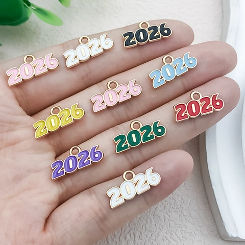 Ciondoli Numerici Anno 2025 2026 2027 2028 in Lega di Smalto per Creazione Gioielli Fai-da-te Collana Bracciale Portachiavi