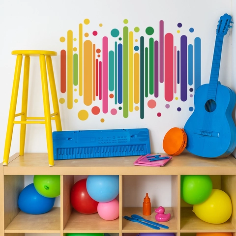 Bunte PVC Wandaufkleber Streifen Punkte Abnehmbare Decals Für Kinderzimmer Modern Minimalistisch Kreativ Deko