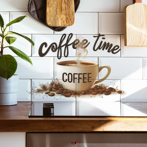 Coffee Time Wall Stickers PVC Waterproof Coffee Cup Beans Decal DIY Kitchen Dining Room Cafe Decor Removable Art Poster