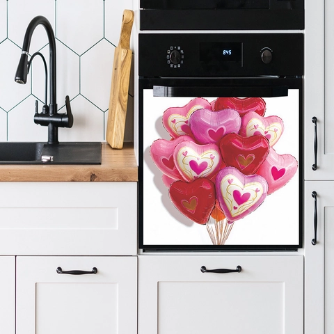 Valentijnsdag Hartballon Muursticker Voor Keuken Vaatwasser Koelkast PVC Zelfklevend Romantische Thuis Decoratie Sticker