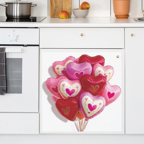 Valentijnsdag Hartballon Muursticker Voor Keuken Vaatwasser Koelkast PVC Zelfklevend Romantische Thuis Decoratie Sticker
