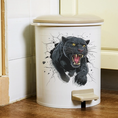 3D Schwarzer Panther Wanddurchbruch Wandaufkleber Modern PVC Wasserdicht Dekoratives Wandtattoo Für Wohnzimmer Schlafzimmer Zuhause
