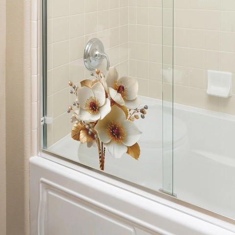 Adesivo da Parete 3D in PVC a Forma di Fiore per Bagno Impermeabile Murale Floreale Rimovibile Autoadesivo
