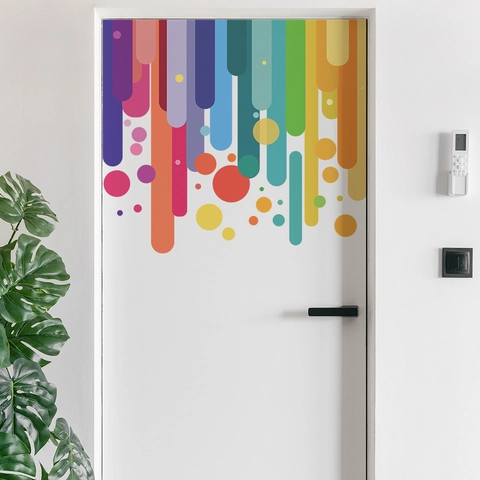 Colorful Geometric Drip Wall Sticker Vertical Stripes Polka Dots PVC Removable Art Decal For Kids Room Living Room Bedroom Decor