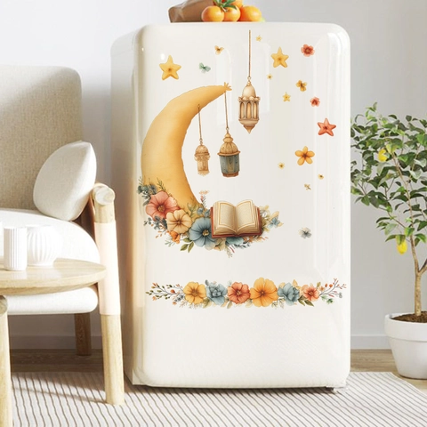 Ramadan Mond Blume Laterne Wandtattoos PVC Selbstklebend DIY Aufkleber Für Wohnzimmer Schlafzimmer Küche Home Dekoration