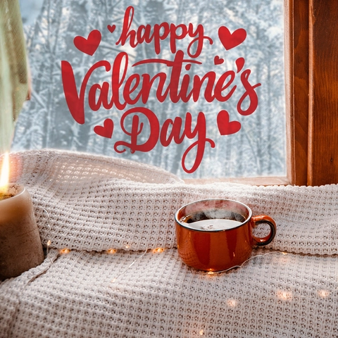 Fröhlicher Valentinstag Rote Herz Wandtattoo PVC Abnehmbare Glasfenster Aufkleber Für Romantische Haus Party Dekoration DIY Wandkunst