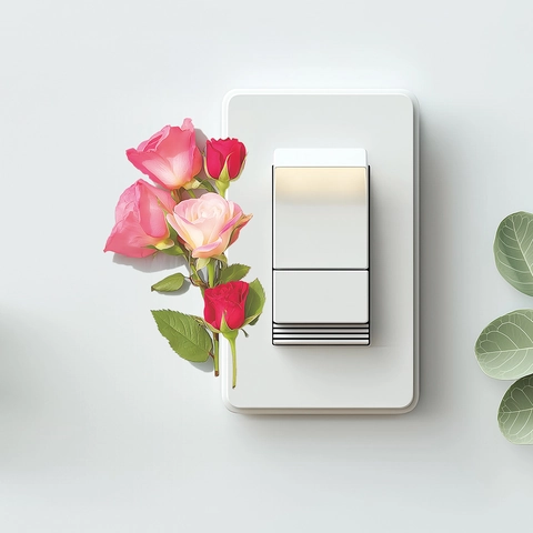Adesivo da Parete Romantico con Rose in PVC Autoadesivo Decorazione per Interruttore Luce per Camera da Letto Bagno Murale Floreale