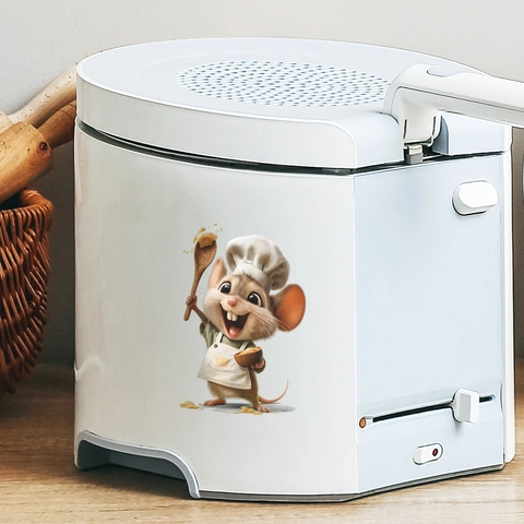 3D Cartoon Chef Mouse Wall Sticker For Kitchen Dining Room Decor Creative Mouse Hole Removable Self Adhesive PVC Decal For Kids Room