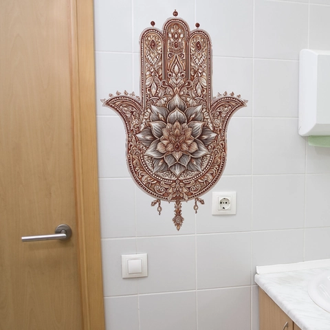 Boheemse Hamsa Hand Mandala Muursticker Vintage PVC Verwijderbaar Etnisch Bloem Wanddecoratie Voor Woonkamer Huis Decor