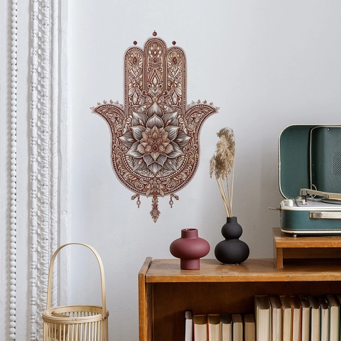 Boheemse Hamsa Hand Mandala Muursticker Vintage PVC Verwijderbaar Etnisch Bloem Wanddecoratie Voor Woonkamer Huis Decor