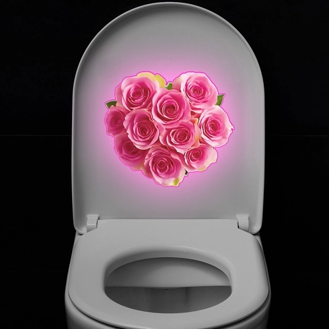 Roze Roos Hart Lichtgevende Muursticker Glow In The Dark PVC Waterdicht Zelfklevend Toiletdeksel Slaapkamer Decoratie Sticker