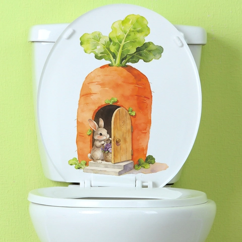 Removable Cartoon Rabbit Carrot House Wall Sticker Waterproof PVC Self Adhesive Decal For Kids Room Kitchen Fridge Home Decor