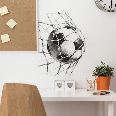 Adesivo da Parete Creativo Porta da Calcio in PVC Autoadesivo Rimovibile per Camera da Letto Soggiorno Sport Decorazione Casa
