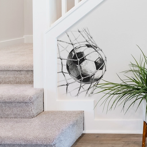 Adesivo da Parete Creativo Porta da Calcio in PVC Autoadesivo Rimovibile per Camera da Letto Soggiorno Sport Decorazione Casa