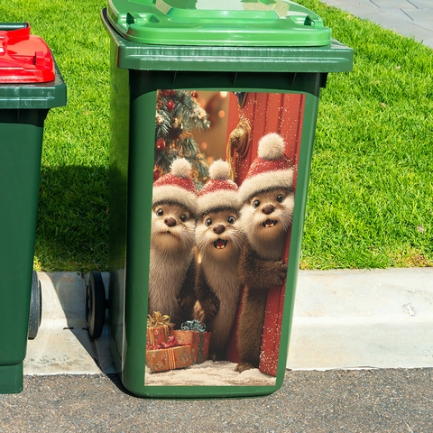 Weihnachten Otter Wandaufkleber PVC Festliches Dekor Für Kühlschrank Tür Mülleimer Weihnachtsbaum Muster Abnehmbares Dekor
