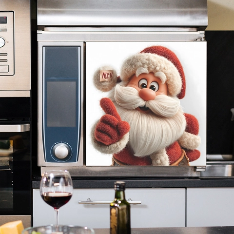 3D Christmas Santa Claus Appliance Sticker Oven Dishwasher Fridge Decor Festive Home Wall Decal Noel Theme Printing Ornament