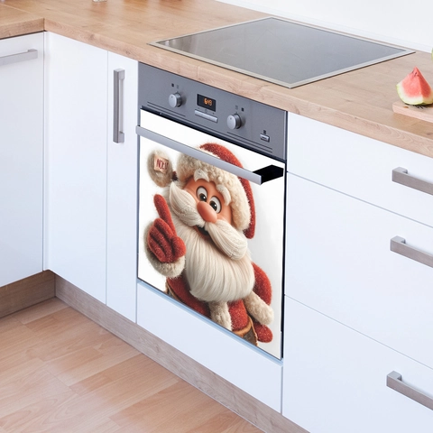 3D Christmas Santa Claus Appliance Sticker Oven Dishwasher Fridge Decor Festive Home Wall Decal Noel Theme Printing Ornament