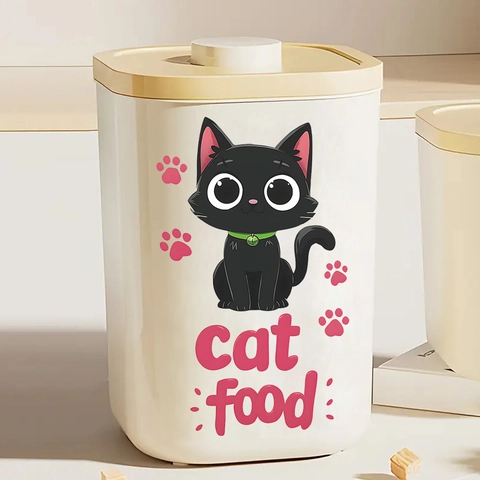 Cartoon Cat Food Box Pattern Wall Sticker PVC Self Adhesive Removable Home Kitchen Decor Decal For Smooth Furniture Surface