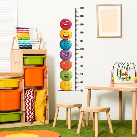 Cartoon Emoji Kinder Groeimeter Muursticker Verwijderbare PVC Meetlat Decal Voor Kinderkamer Slaapkamer Huis Decoratie