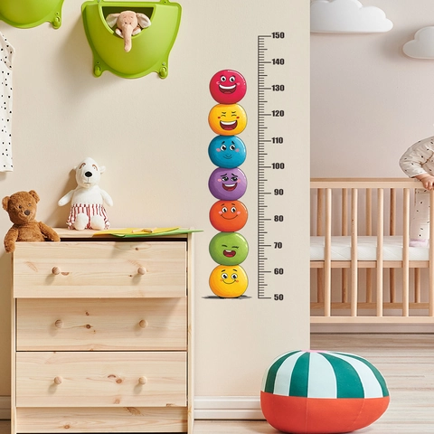 Cartoon Emoji Kinder Groeimeter Muursticker Verwijderbare PVC Meetlat Decal Voor Kinderkamer Slaapkamer Huis Decoratie