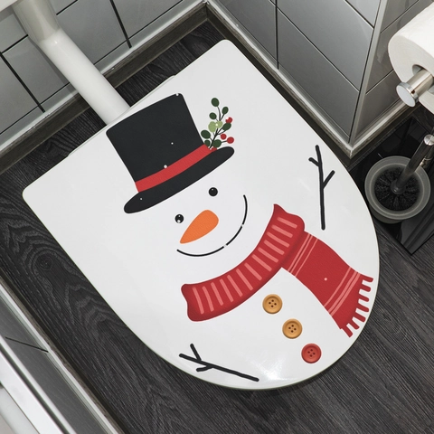 Pegatina de Inodoro y Refrigerador de Muñeco de Nieve de Navidad Vinilo de Pared DIY PVC Estampado Decoración Navideña