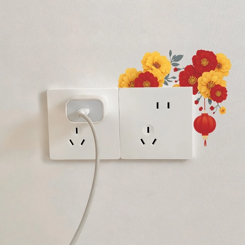 Chinesische Pflaumenblüte Blume Schalter Wandtattoo PVC Abnehmbare Home Decor Steckdose Aufkleber Rote Laterne Muster Selbstklebend