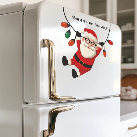 Christmas Santa Claus Wall Sticker PVC Removable Decal For Fridge Toilet Wall Decor Holiday Party Supplies Home Decoration