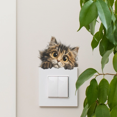 3D Creativo Gato Interruptor Pegatina PVC Impermeable Vinilo de Pared Para Decoración Hogar Sala de Estar Dormitorio Poster