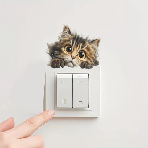3D Creativo Gato Interruptor Pegatina PVC Impermeable Vinilo de Pared Para Decoración Hogar Sala de Estar Dormitorio Poster