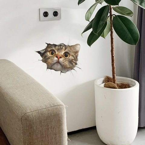 3D Cute Cartoon Cat Toilet Sticker Removable Waterproof PVC Wall Decal For Bathroom Kitchen Living Room Home Decor