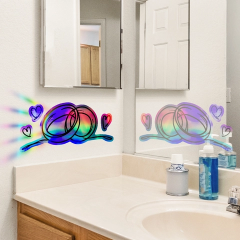 Holografische Regenboog Suncatcher Venstersticker Hart Ring Prisma Decal DIY Glas Muur Decor Voor Huis Slaapkamer Woonkamer