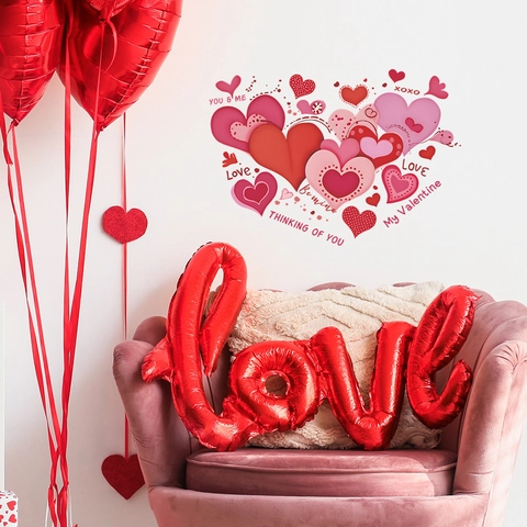 Valentinstag Herz Wandtattoo Romantische Liebeszitate PVC Abnehmbarer Aufkleber Für Schlafzimmer Wohnzimmer Haus Deko