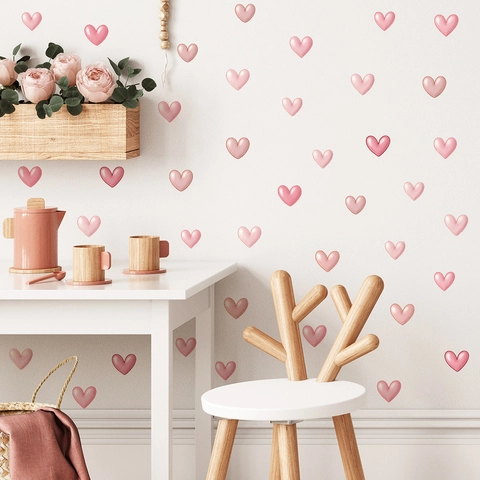 Rosa Herz Wandaufkleber Für Schlafzimmer Wohnheim Home Dekoration Selbstklebend PVC 3D Visueller Effekt Liebe Herz Decals Für Mädchen Zimmer