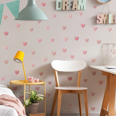 Rosa Herz Wandaufkleber Für Schlafzimmer Wohnheim Home Dekoration Selbstklebend PVC 3D Visueller Effekt Liebe Herz Decals Für Mädchen Zimmer
