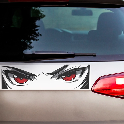 Anime Frowning Red Eyes Car Sticker PVC Decal For Auto Hood Window Home Wall Decoration Self Adhesive Cartoon Eye Decal