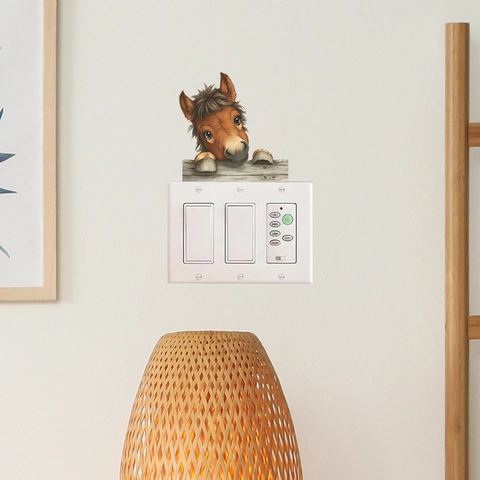 3D Cartoon Pony Light Switch Sticker PVC Waterproof Wall Decal For Home Socket Decoration Cute Animal Removable Sticker