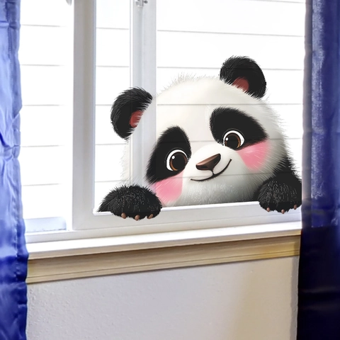 Cute Cartoon Panda Wall Sticker Removable PVC Peeking Animal Decal For Kids Room Nursery Bedroom Home Decor Accessory