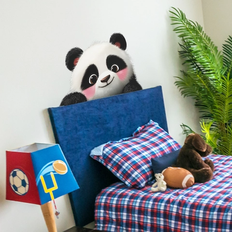 Cute Cartoon Panda Wall Sticker Removable PVC Peeking Animal Decal For Kids Room Nursery Bedroom Home Decor Accessory
