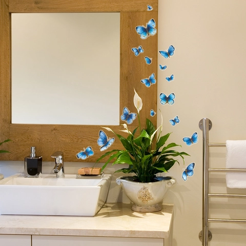 Adesivi Murali Farfalla Blu Luminosi Si Illuminano Al Buio PVC Removibile Autoadesivo Decorazione Domestica Per Parete Bagno