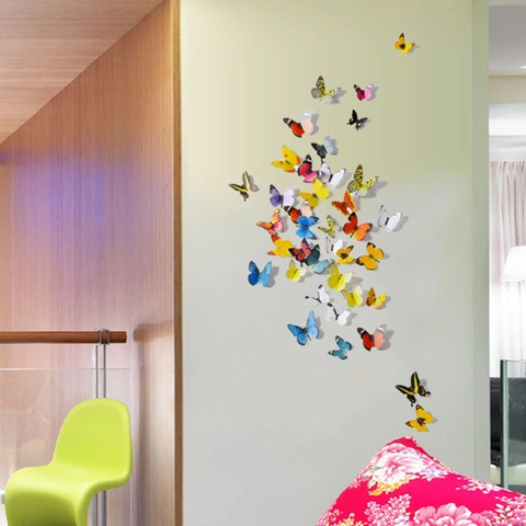 3D Schmetterling Wandsticker PVC Bemalt Wasserdicht Abnehmbare Wandtattoos Für Schlafzimmer Wohnzimmer Dekoration Home Decor Kunst