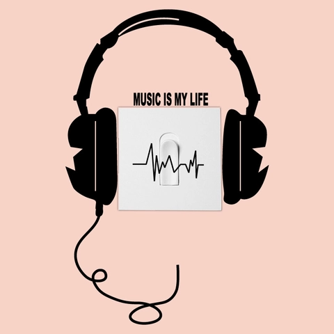 Kreative Music Is My Life Kopfhörer Schalter Wandtattoo PVC Schwarz Musik Aufkleber Minimalistisch DIY Deko Silhouette Sticker
