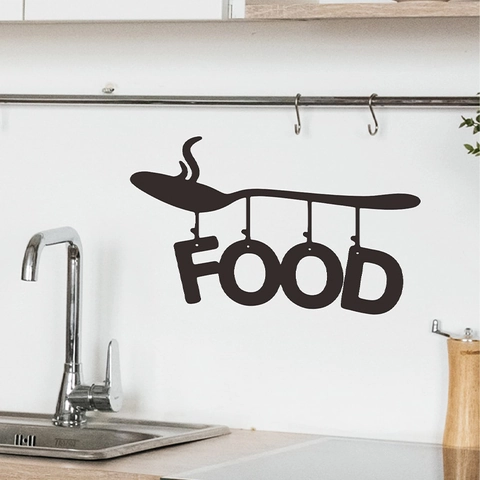 Creative Kitchen Wall Sticker Spoon Silhouette Food Letter Slogan Modern Minimalist PVC DIY Decorative Wall Decal Home Art