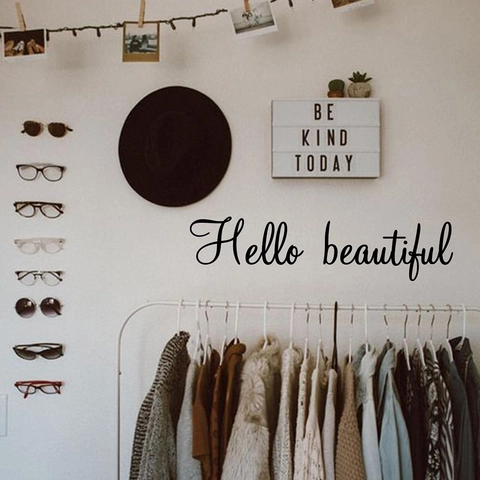 Pegatina De Pared Con Cita En Inglés Hello Beautiful De PVC Calcomanía De Letras De Arte Para Dormitorio Sala De Estar Decoración