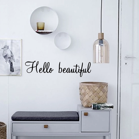 Pegatina De Pared Con Cita En Inglés Hello Beautiful De PVC Calcomanía De Letras De Arte Para Dormitorio Sala De Estar Decoración