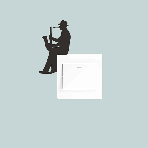 Kreativer Schwarzer Silhouette Saxophonspieler Wandaufkleber Für Wohnkultur Abnehmbarer PVC Musiker Kunst Schalter Aufkleber Für Wohnzimmer Schlafzimmer