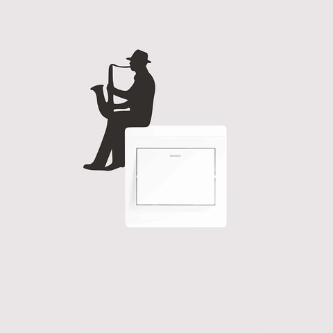 Kreativer Schwarzer Silhouette Saxophonspieler Wandaufkleber Für Wohnkultur Abnehmbarer PVC Musiker Kunst Schalter Aufkleber Für Wohnzimmer Schlafzimmer
