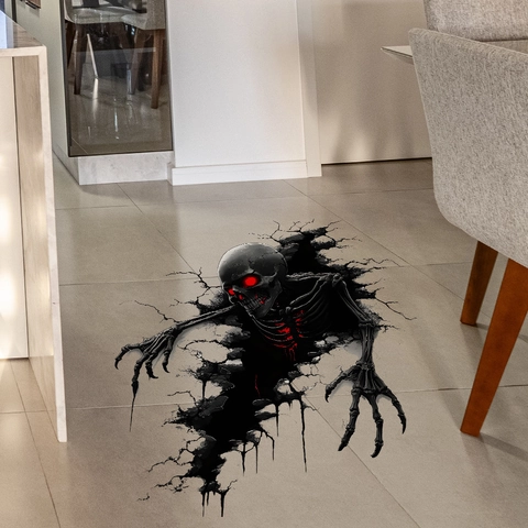3D Halloween Horror Skelett Wandtattoo Für Home Decor PVC Gruselig Geist Bodenaufkleber Für Party Wohnzimmer Schlafzimmer Dekoration