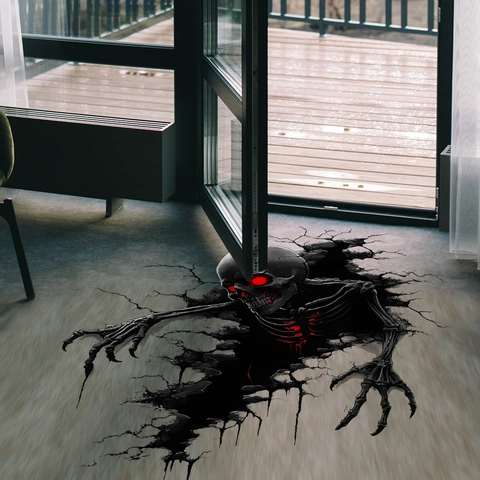 3D Halloween Horror Skelett Wandtattoo Für Home Decor PVC Gruselig Geist Bodenaufkleber Für Party Wohnzimmer Schlafzimmer Dekoration